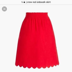J. Crew Factory Red Scalloped Sidewalk Skirt